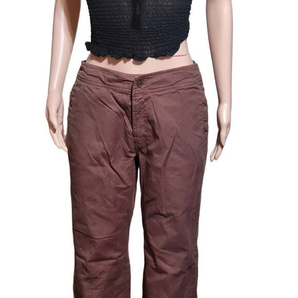 women's drawstring wide leg mid rise brown elastic waist pants size M - Picture 5 of 6